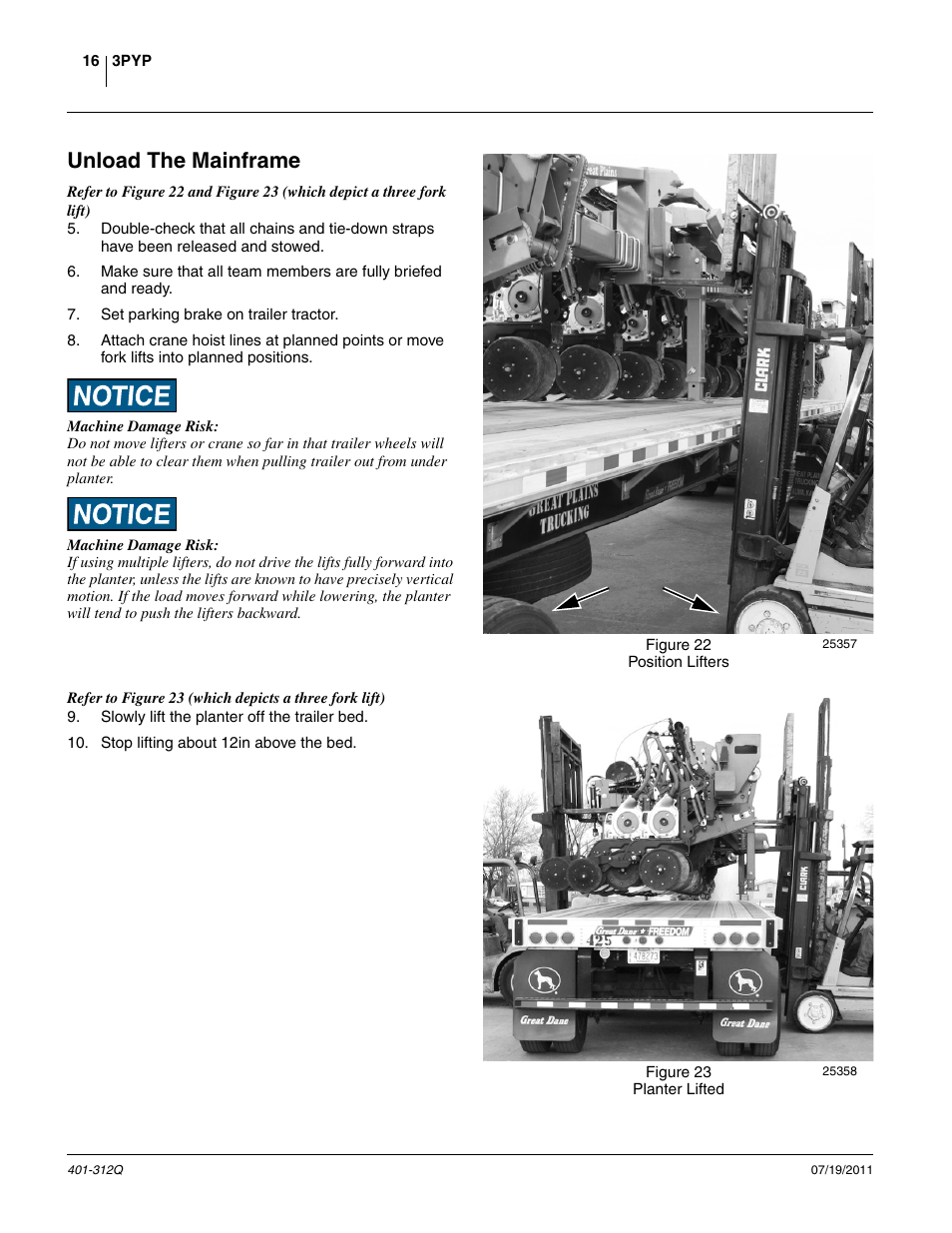 Unload the mainframe | Great Plains 3PYP Predelivery Manual User Manual | Page 20 / 82