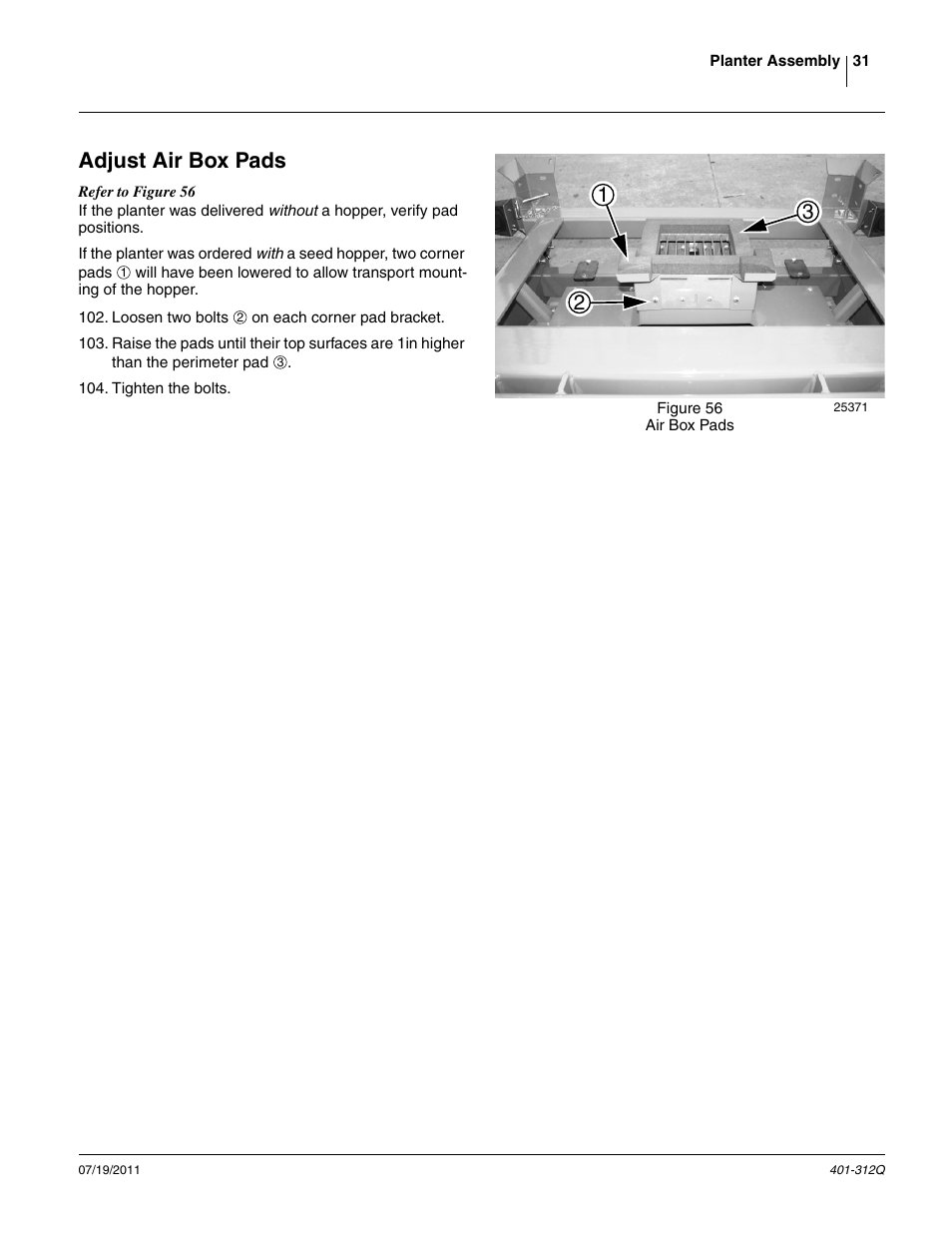 Adjust air box pads | Great Plains 3PYP Predelivery Manual User Manual | Page 35 / 82