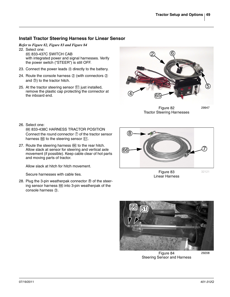 Install tractor steering harness for linear sensor, Resume at “ install tractor steering harness for | Great Plains 3PYP Predelivery Manual User Manual | Page 53 / 82
