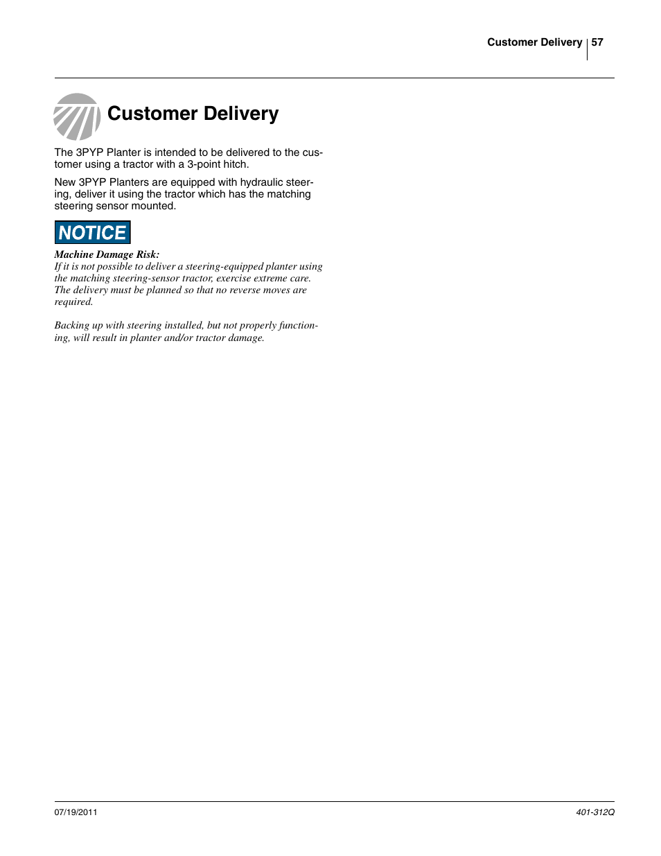 Customer delivery | Great Plains 3PYP Predelivery Manual User Manual | Page 61 / 82