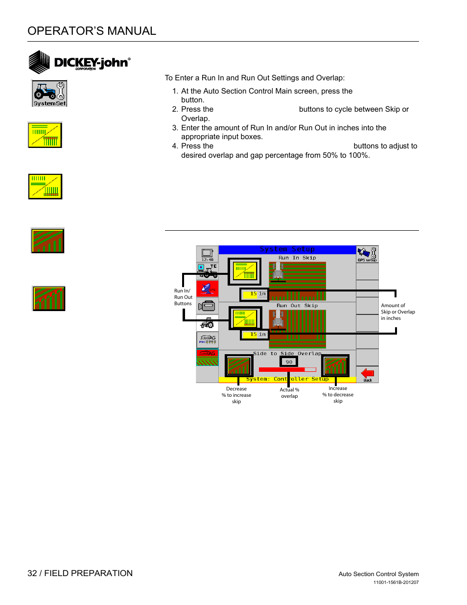 Operator’s manual, 32 / field preparation | Great Plains DICKEY-john Auto Section Control User Manual | Page 34 / 65
