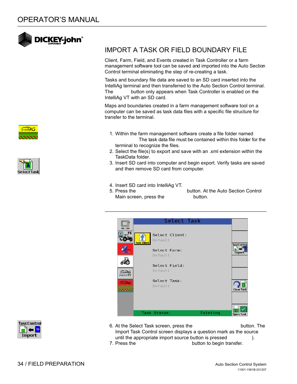 Operator’s manual, Import a task or field boundary file | Great Plains DICKEY-john Auto Section Control User Manual | Page 36 / 65