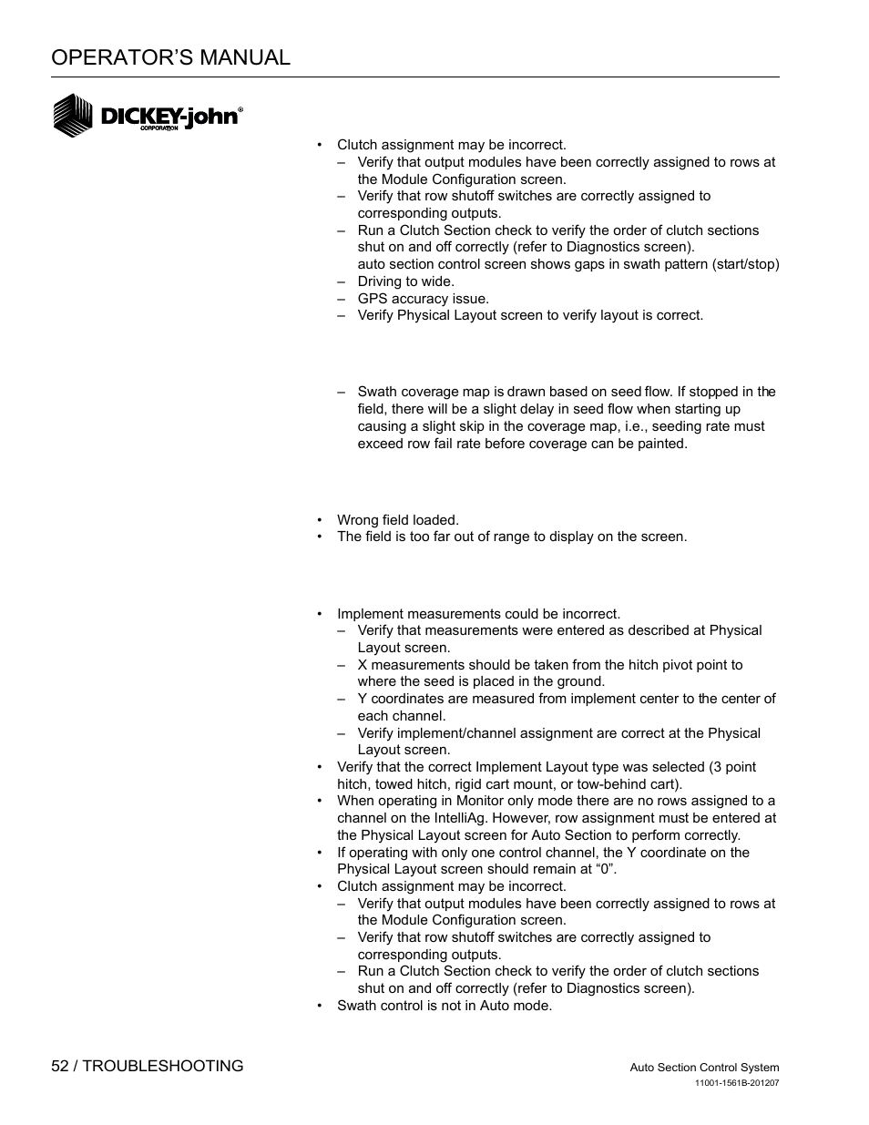 Operator’s manual | Great Plains DICKEY-john Auto Section Control User Manual | Page 54 / 65