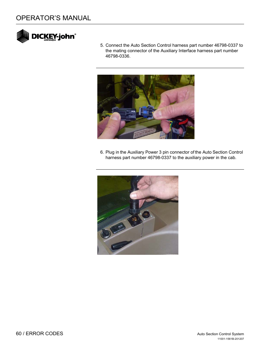 Operator’s manual | Great Plains DICKEY-john Auto Section Control User Manual | Page 62 / 65
