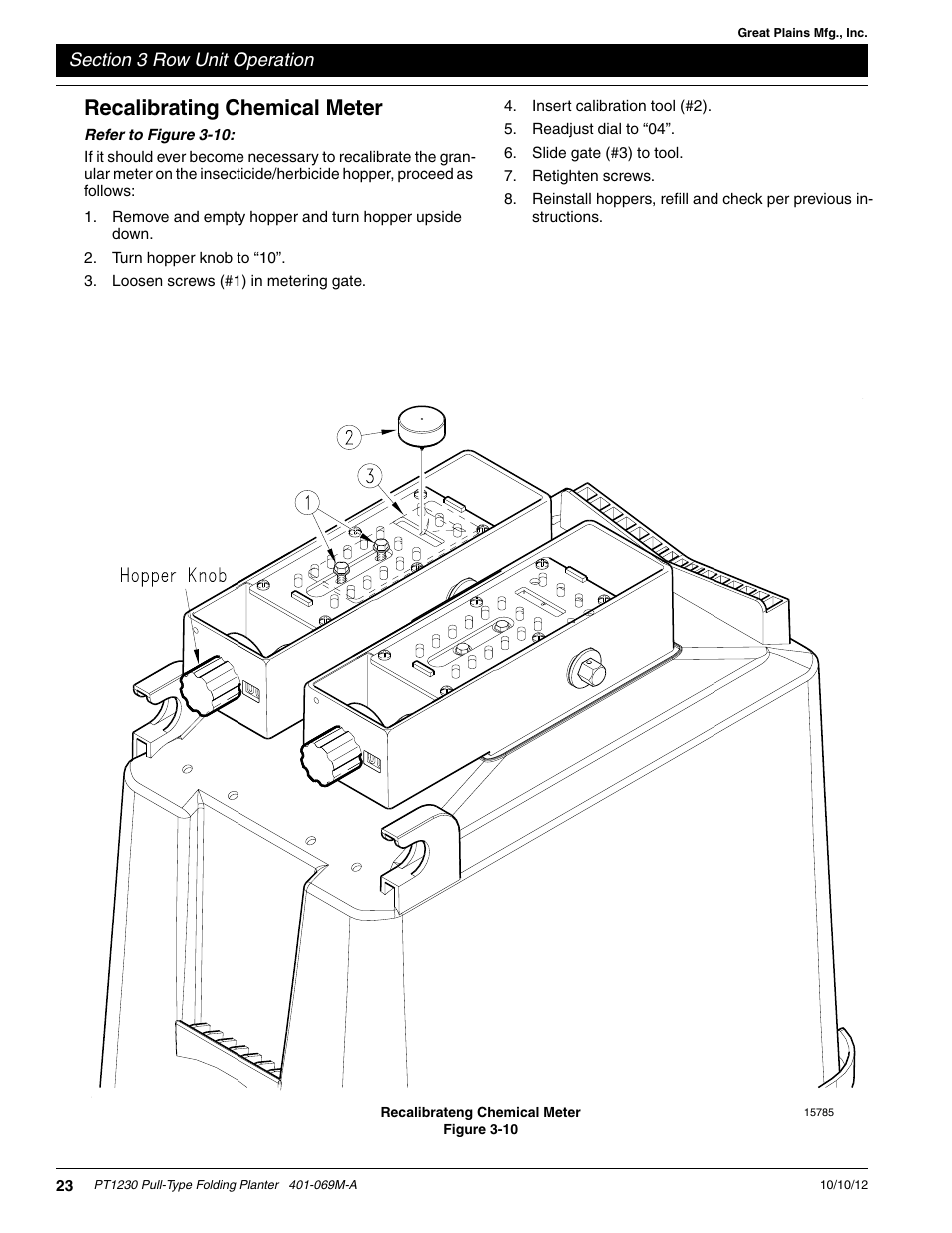 Recalibrating chemical meter | Great Plains PT1230 AA1062 Operator Manual User Manual | Page 25 / 66