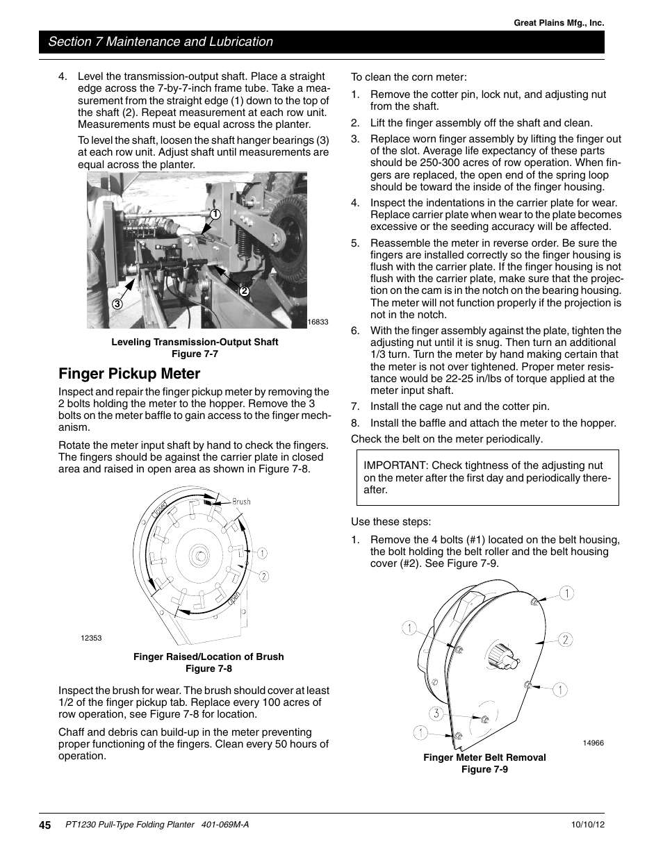 Finger pickup meter | Great Plains PT1230 AA1062 Operator Manual User Manual | Page 47 / 66