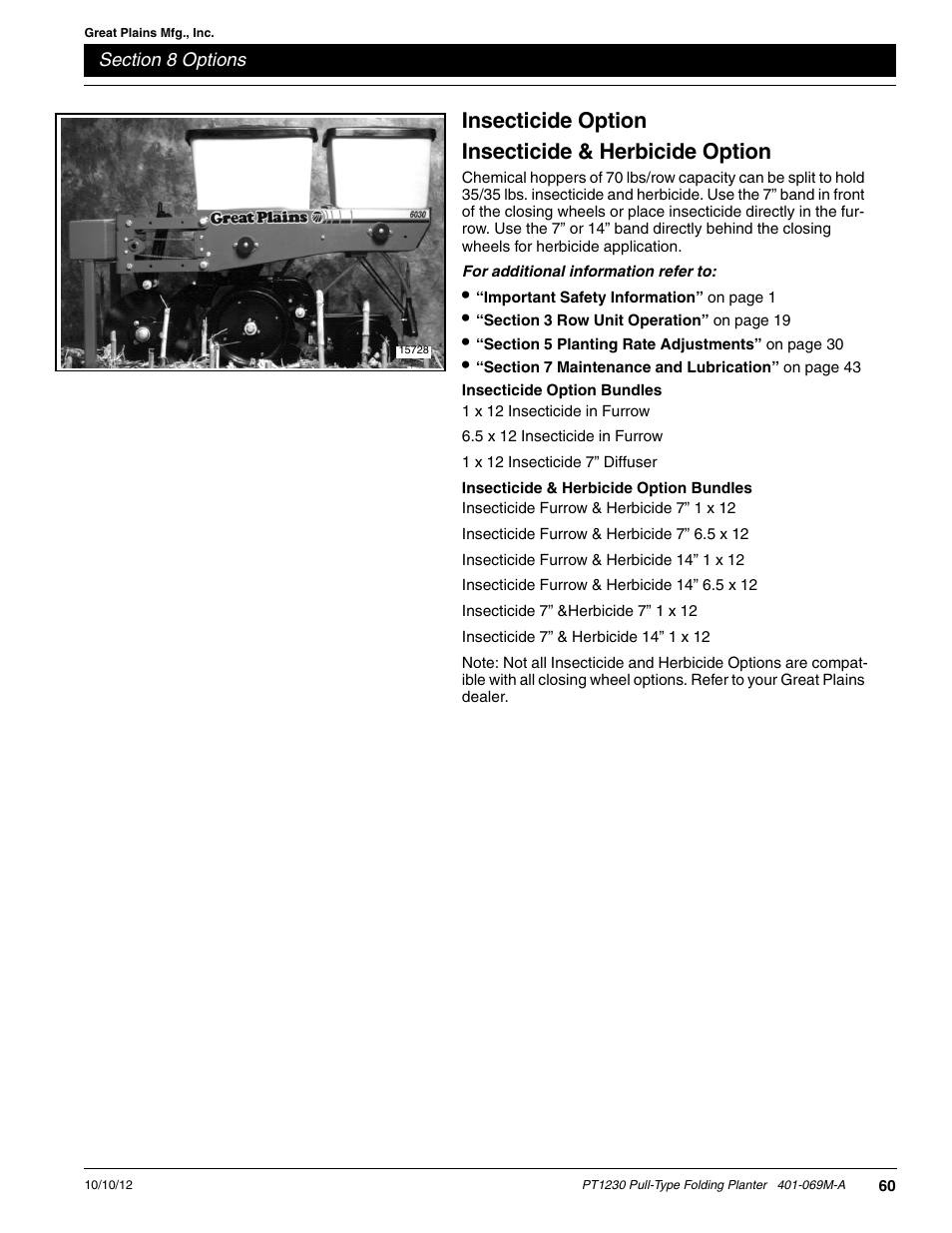 Insecticide option, Insecticide & herbicide option, Insecticide option bundles | Insecticide & herbicide option bundles, Insecticide option insecticide & herbicide option | Great Plains PT1230 AA1062 Operator Manual User Manual | Page 62 / 66