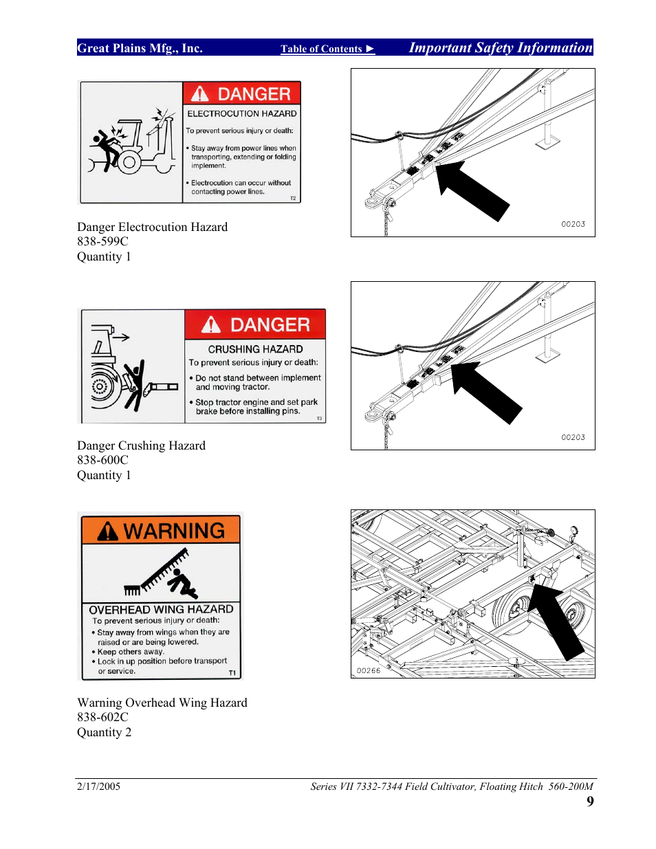 Important safety information | Great Plains 7344 Series VII Field Cultivator-Floating Hitch Operator Manual User Manual | Page 11 / 57