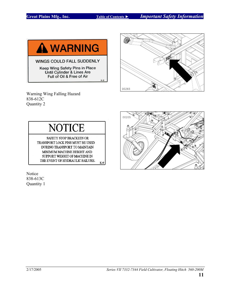 Important safety information | Great Plains 7344 Series VII Field Cultivator-Floating Hitch Operator Manual User Manual | Page 13 / 57