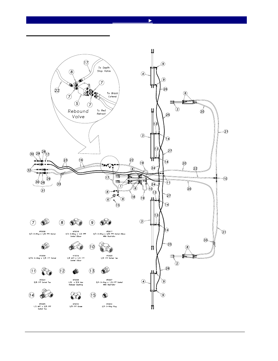7341-7344 hydraulic layout | Great Plains 7344 Series VII Field Cultivator-Floating Hitch Operator Manual User Manual | Page 30 / 57