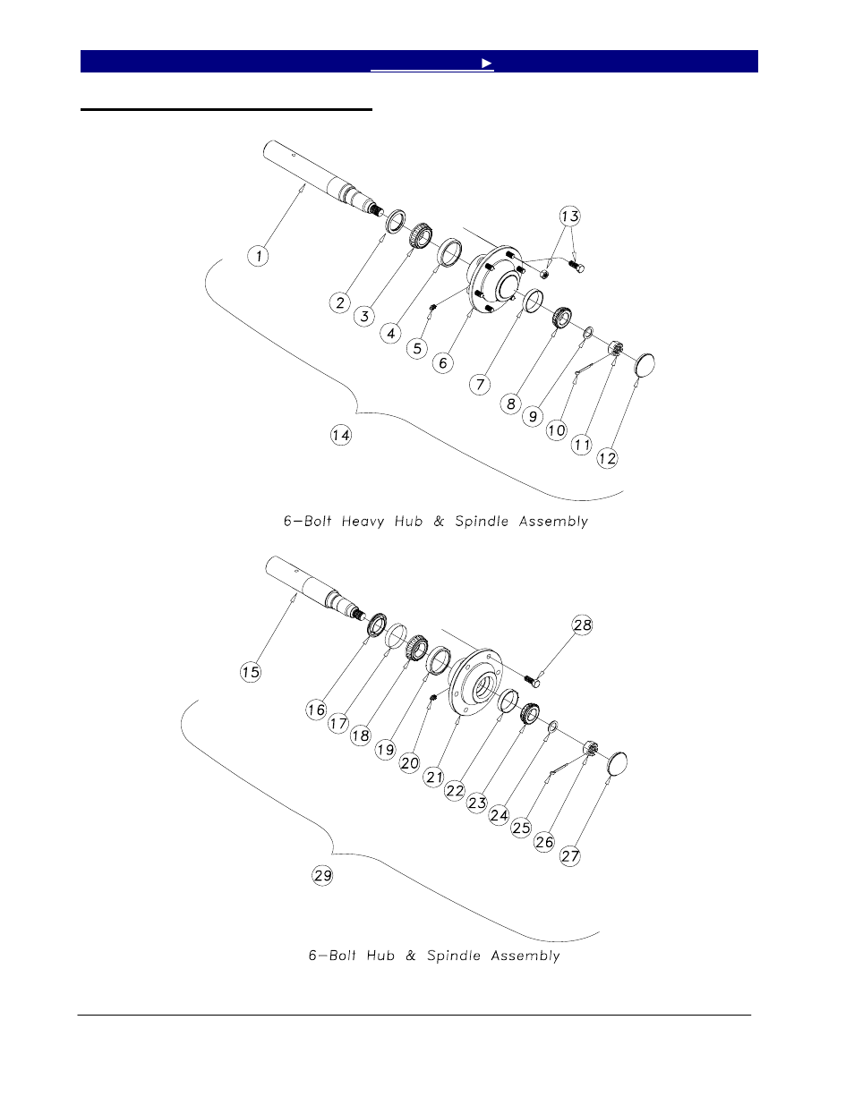 Bolt hub & spindle assembly | Great Plains 7344 Series VII Field Cultivator-Floating Hitch Operator Manual User Manual | Page 42 / 57