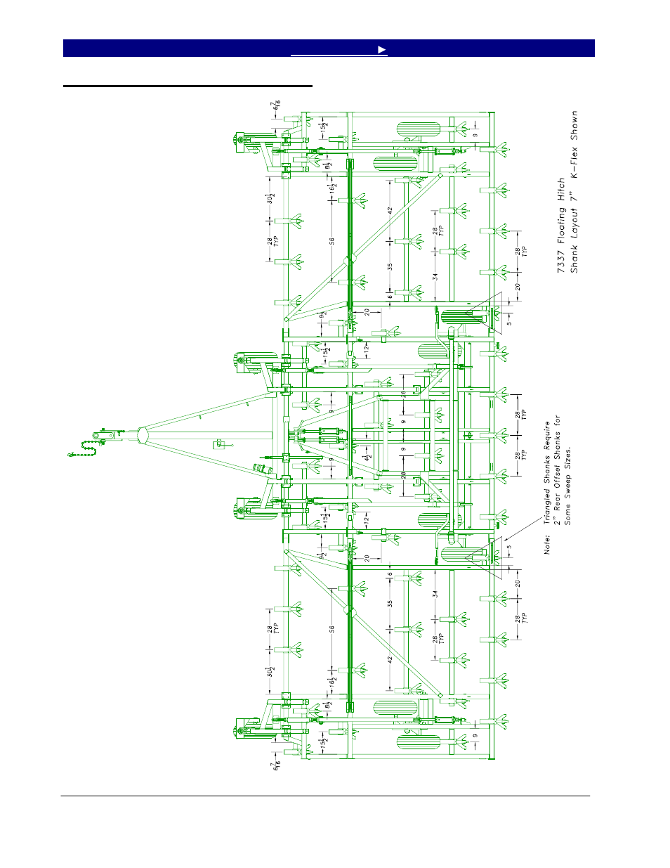 7337 shank layout, floating hitch | Great Plains 7344 Series VII Field Cultivator-Floating Hitch Operator Manual User Manual | Page 48 / 57
