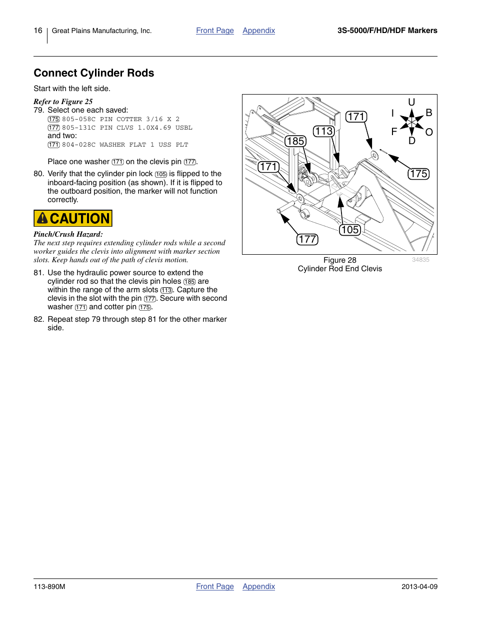 Connect cylinder rods | Great Plains 3S-5000HDF Assembly Instructions User Manual | Page 16 / 24