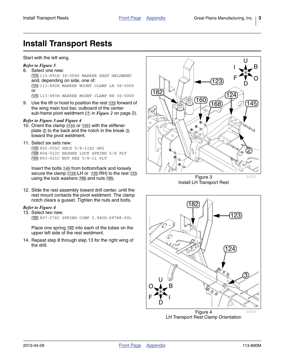 Install transport rests | Great Plains 3S-5000HDF Assembly Instructions User Manual | Page 3 / 24