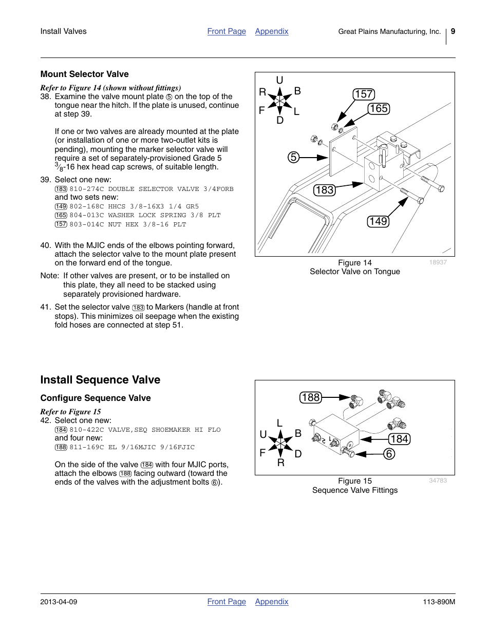 Mount selector valve, Install sequence valve, Configure sequence valve | Great Plains 3S-5000HDF Assembly Instructions User Manual | Page 9 / 24