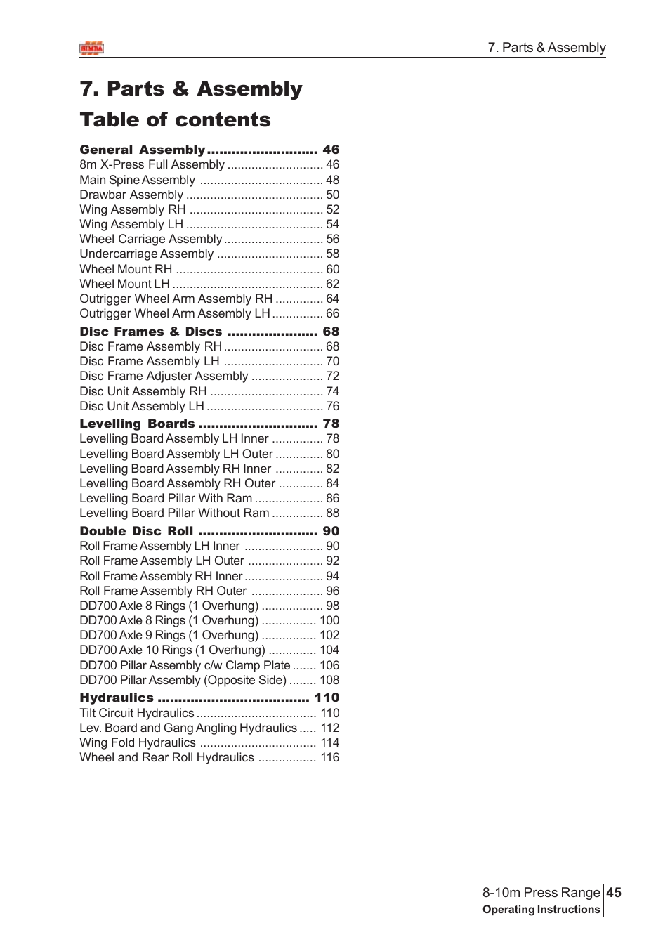 Great Plains 8-10m Press Range SN 12653-12671 Parts Manual User Manual | 74 pages