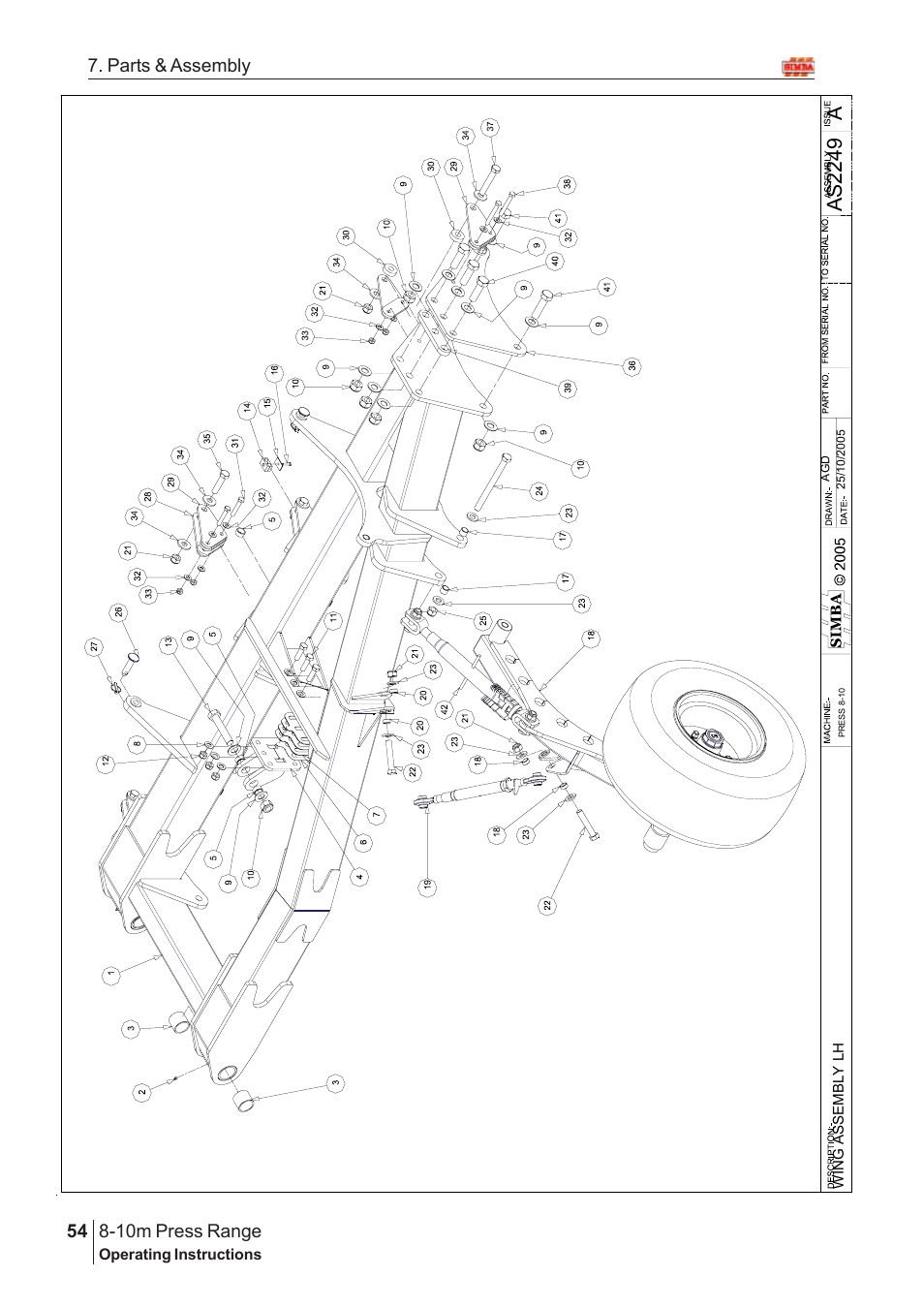 Aas2 24 9, 10m press range, 54 7. parts & assembly | Great Plains 8-10m Press Range SN 12653-12671 Parts Manual User Manual | Page 10 / 74