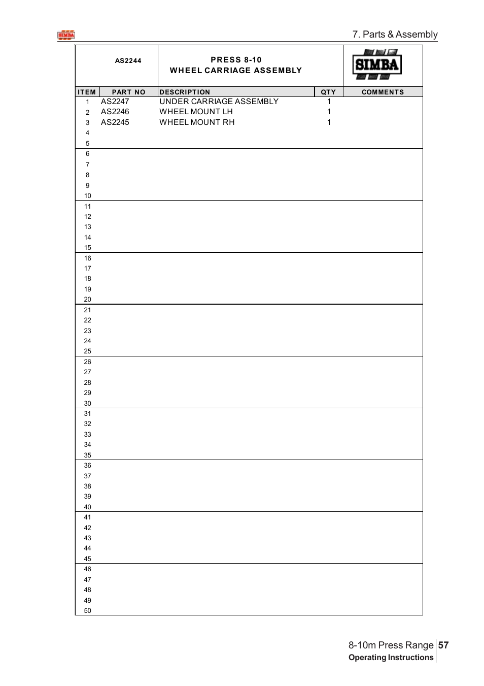 Parts & assembly | Great Plains 8-10m Press Range SN 12653-12671 Parts Manual User Manual | Page 13 / 74