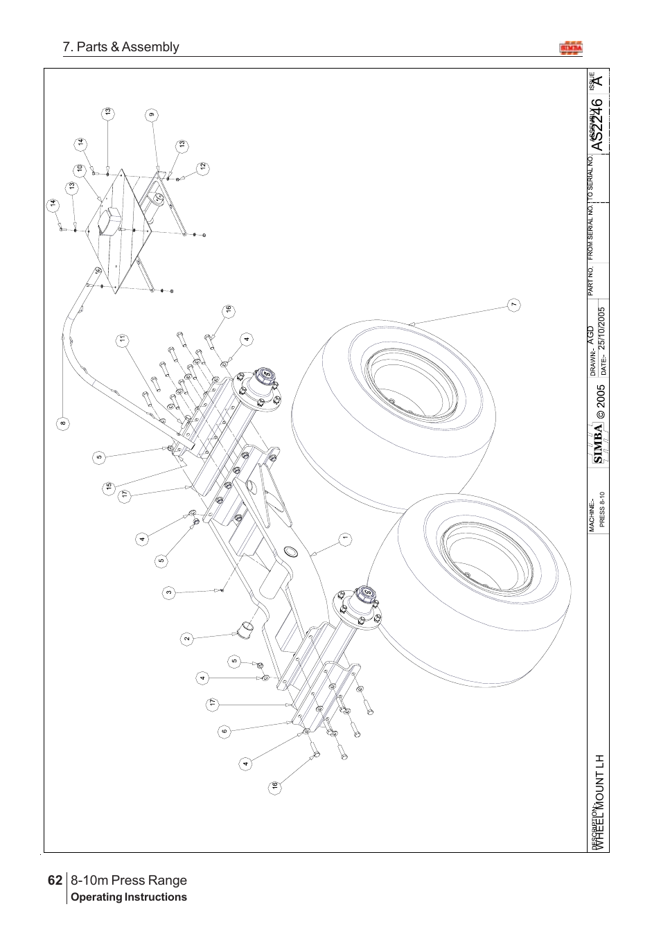 Aas2 24 6, 10m press range, 62 7. parts & assembly | Great Plains 8-10m Press Range SN 12653-12671 Parts Manual User Manual | Page 18 / 74