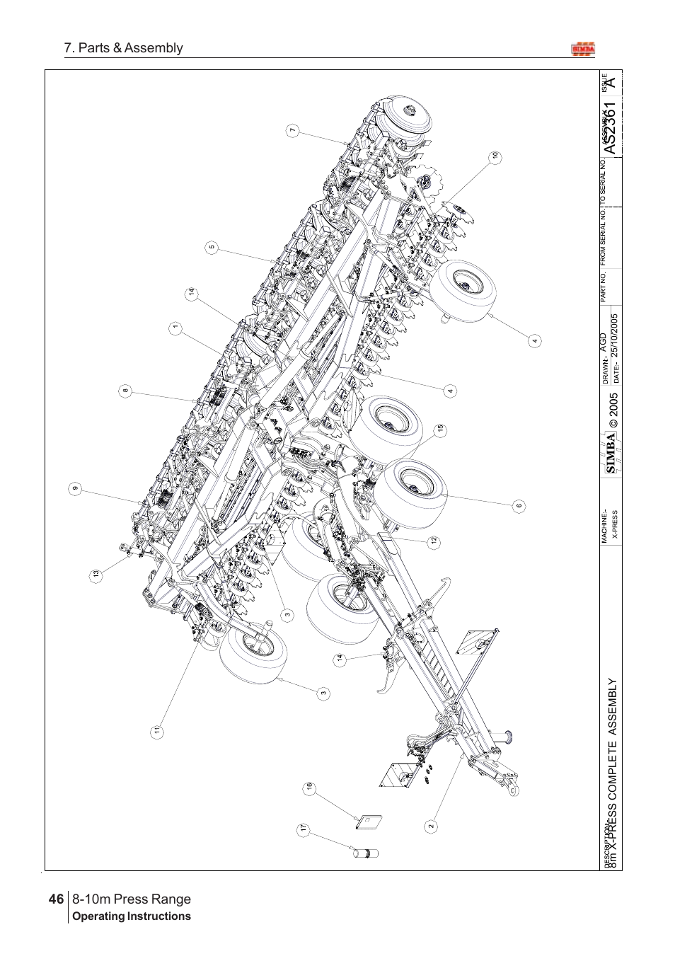 Aas2 36 1, 10m press range, 46 7. parts & assembly | Great Plains 8-10m Press Range SN 12653-12671 Parts Manual User Manual | Page 2 / 74