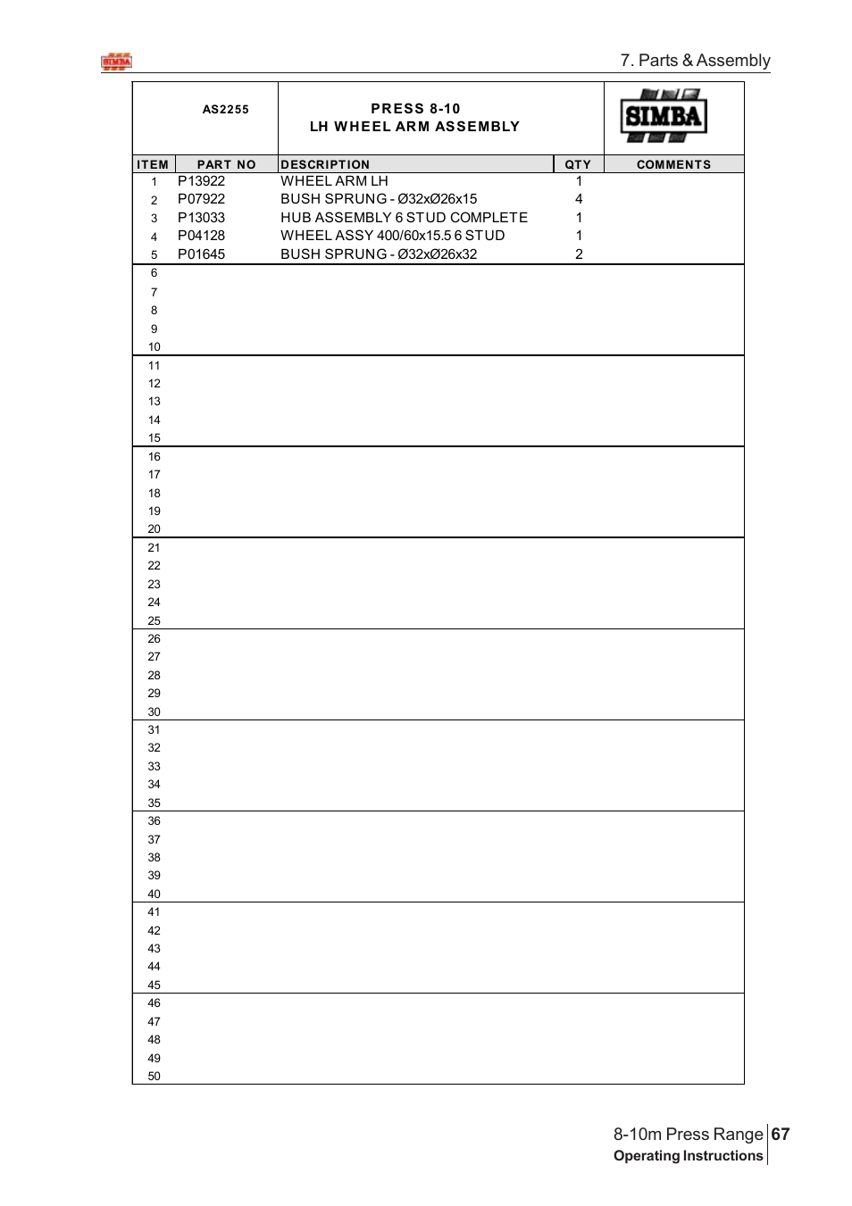 Parts & assembly | Great Plains 8-10m Press Range SN 12653-12671 Parts Manual User Manual | Page 23 / 74