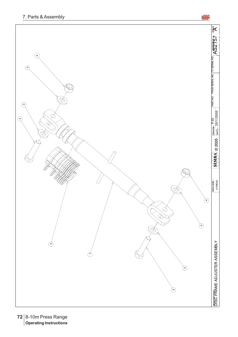 Aas2 15 7, 10m press range, 72 7. parts & assembly | Great Plains 8-10m Press Range SN 12653-12671 Parts Manual User Manual | Page 28 / 74