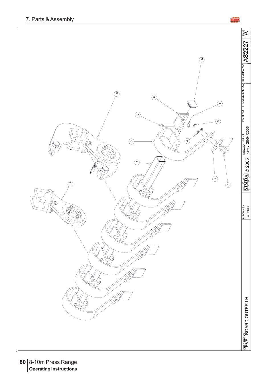 Aas2 22 7, 10m press range, 80 7. parts & assembly | Great Plains 8-10m Press Range SN 12653-12671 Parts Manual User Manual | Page 36 / 74