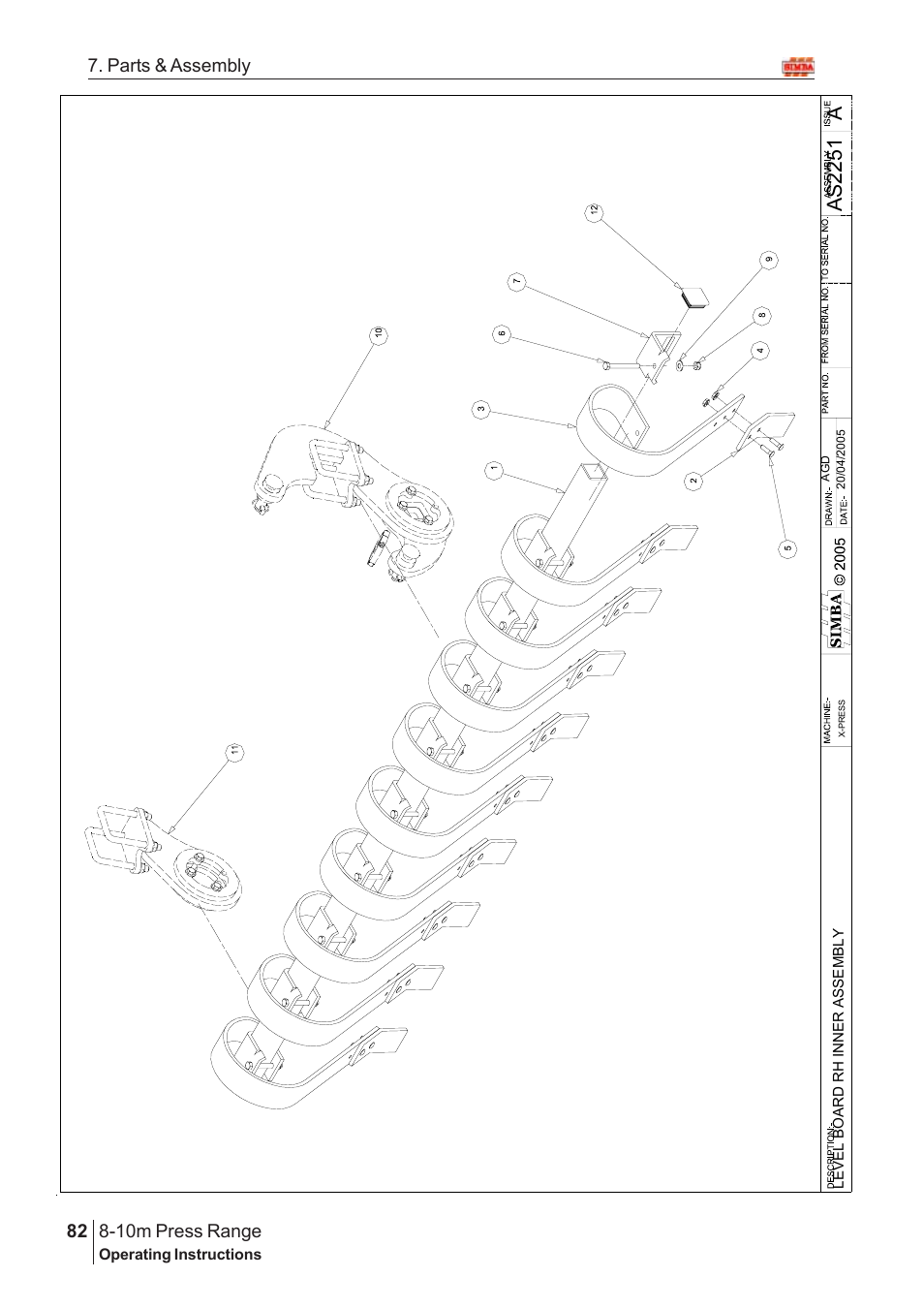 Aas2 25 1, 10m press range, 82 7. parts & assembly | Great Plains 8-10m Press Range SN 12653-12671 Parts Manual User Manual | Page 38 / 74