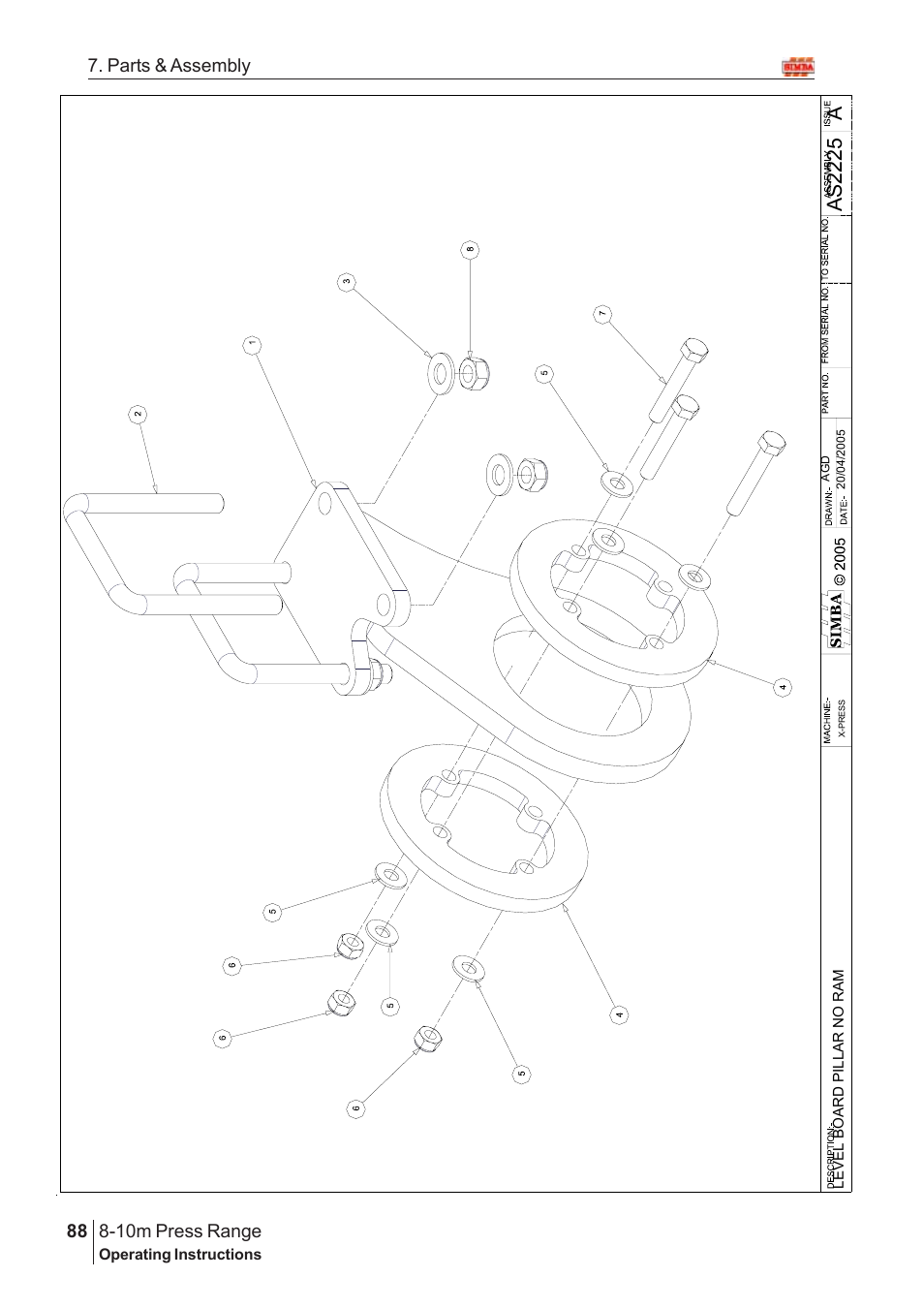 Aas2 22 5, 10m press range, 88 7. parts & assembly | Great Plains 8-10m Press Range SN 12653-12671 Parts Manual User Manual | Page 44 / 74