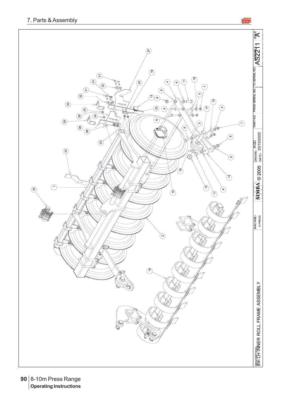 Aas2 21 1, 10m press range, 90 7. parts & assembly | Great Plains 8-10m Press Range SN 12653-12671 Parts Manual User Manual | Page 46 / 74