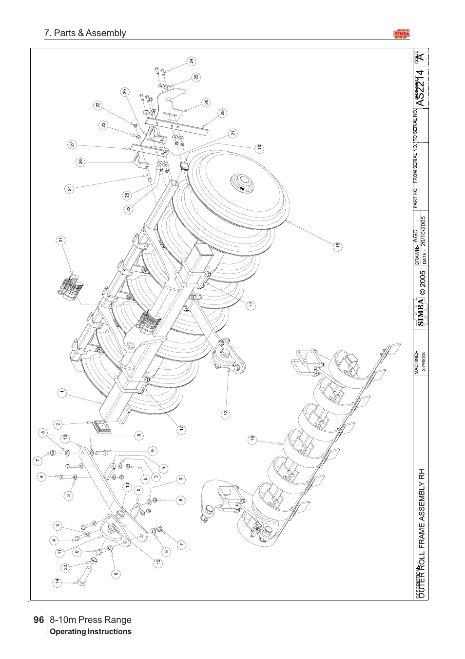 Aas2 21 4, 10m press range, 96 7. parts & assembly | Great Plains 8-10m Press Range SN 12653-12671 Parts Manual User Manual | Page 52 / 74