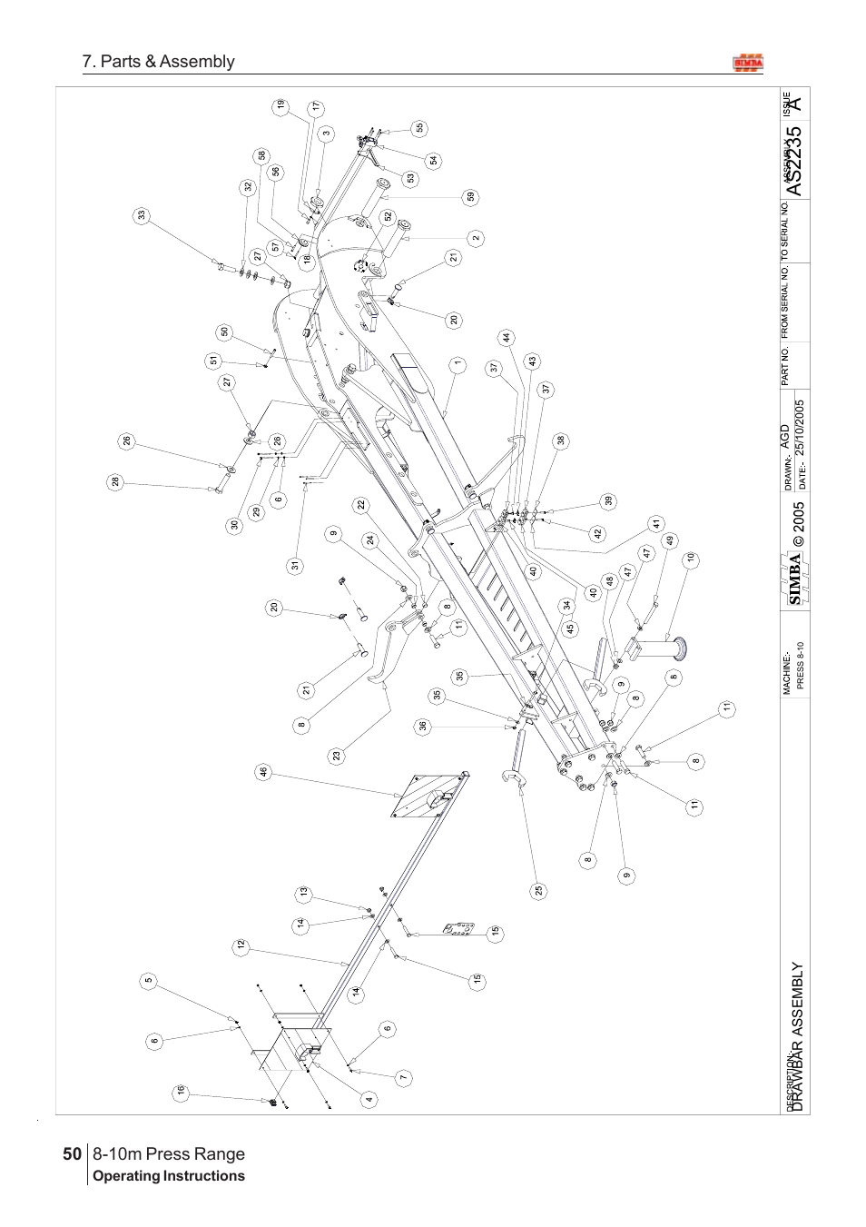 Aas 2235, 10m press range, 50 7. parts & assembly | Great Plains 8-10m Press Range SN 12653-12671 Parts Manual User Manual | Page 6 / 74