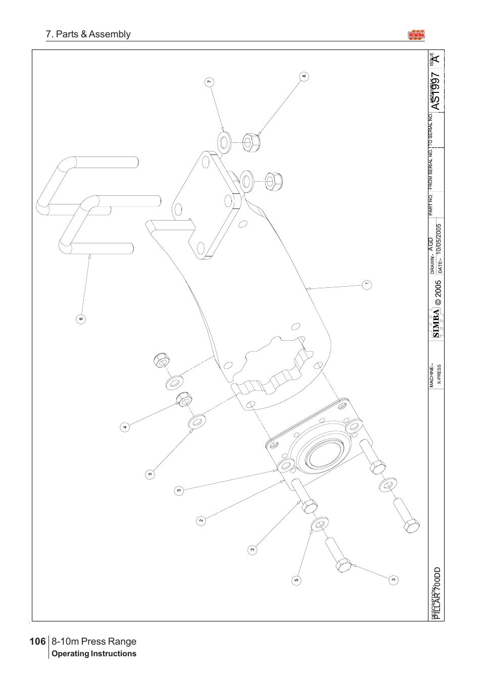 Aas1 99 7, 10m press range, 106 7. parts & assembly | Great Plains 8-10m Press Range SN 12653-12671 Parts Manual User Manual | Page 62 / 74