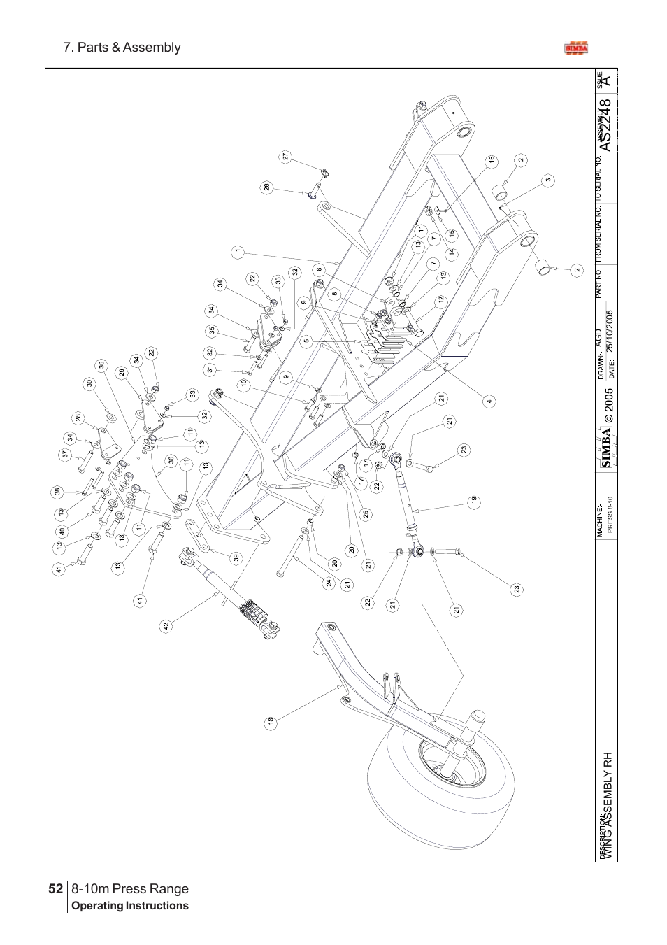 Aas22 4 8, 10m press range, 52 7. parts & assembly | Great Plains 8-10m Press Range SN 12653-12671 Parts Manual User Manual | Page 8 / 74