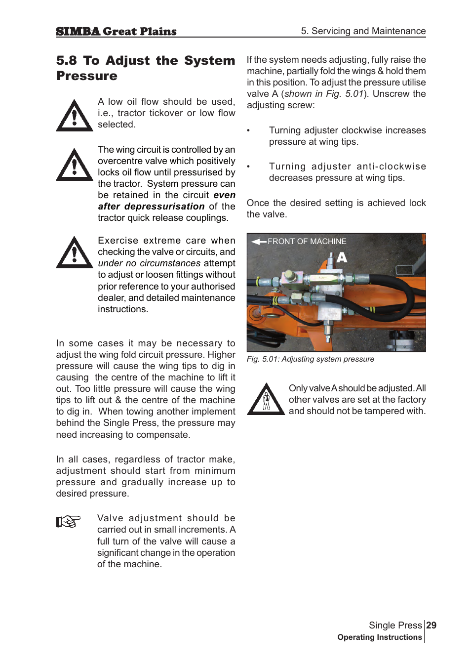 8 to adjust the system pressure | Great Plains P17400G Operator Manual User Manual | Page 29 / 164