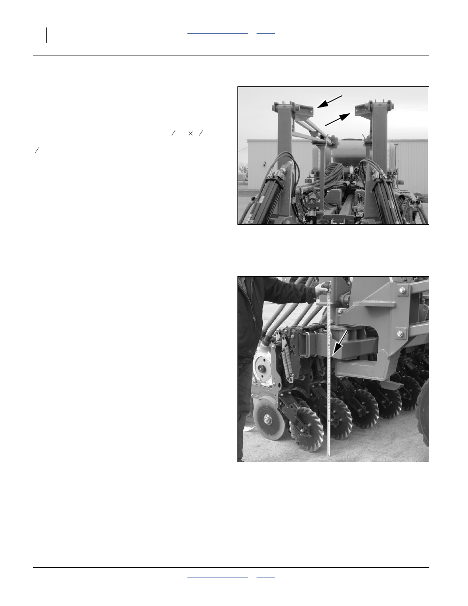 Marker shear bolt replacement, Wing leveling, Center section level check | Marker shear bolt replacement wing leveling | Great Plains YP4025F-1670 Operator Manual User Manual | Page 102 / 196