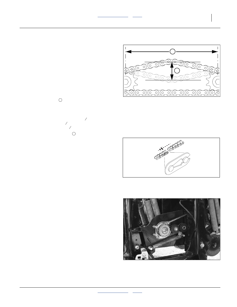 Chain maintenance, Chain slack, Chain clips | Meter drive chain, Chain maintenance meter drive chain | Great Plains YP4025F-1670 Operator Manual User Manual | Page 107 / 196