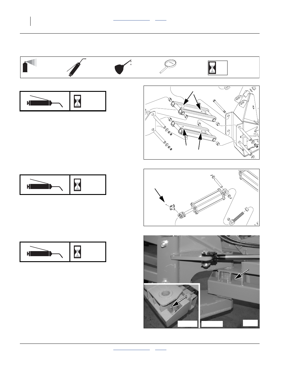Lubrication, Wing casters: parallel arms, Wing casters: lift cylinder ends | Wing caster wing pivot | Great Plains YP4025F-1670 Operator Manual User Manual | Page 118 / 196