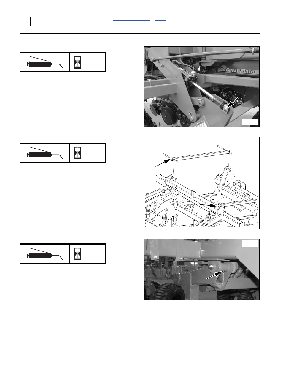 Lift cylinders: rod end, Level link, front end, Mainframe to rear sub-frame | Great Plains YP4025F-1670 Operator Manual User Manual | Page 120 / 196