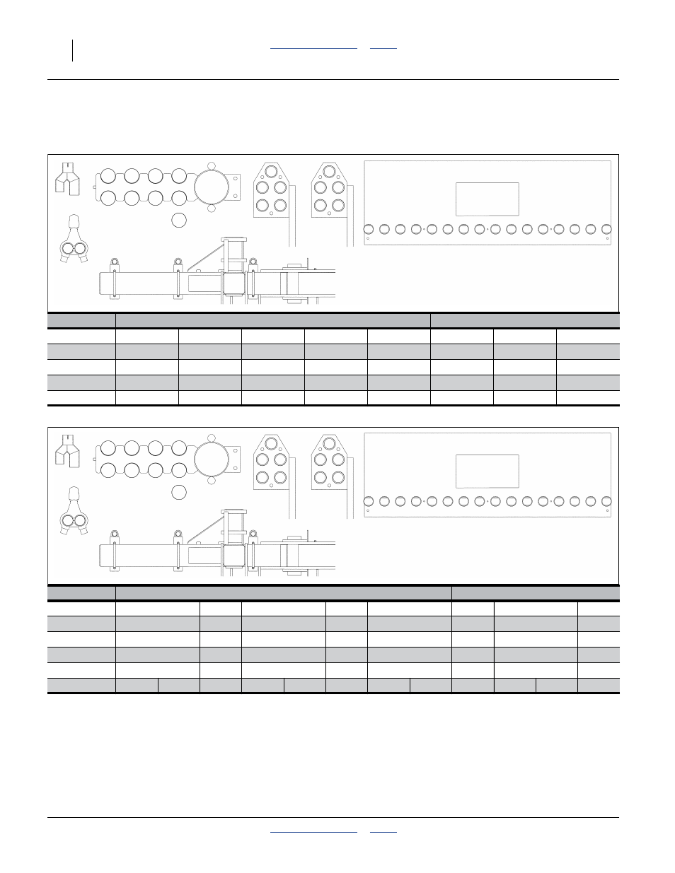 Connections, 16-port air box, left, 1 of 3, 16 row: yp4025-1670, yp4025f-1670, yp4025-1630, 24 row: yp4025-2420 | Connections, 16-port air box, right, 1 of 3 | Great Plains YP4025F-1670 Operator Manual User Manual | Page 166 / 196