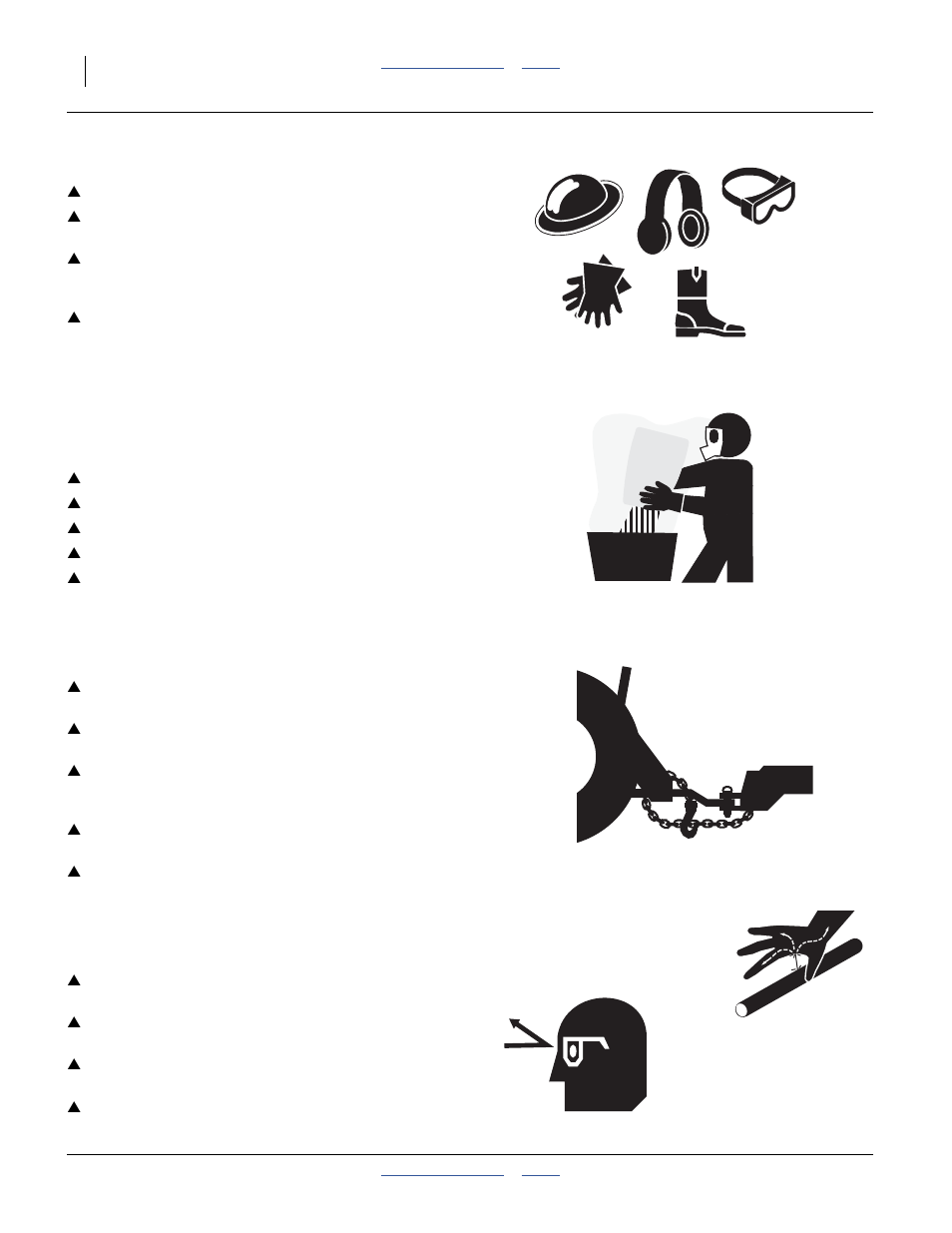 Wear protective equipment, Handle chemicals properly, Use a safety chain | Avoid high pressure fluids | Great Plains YP4025F-1670 Operator Manual User Manual | Page 6 / 196