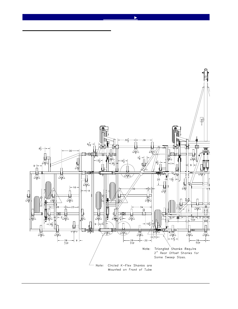 7500fc-f om-09 section 4 shank placement.pdf, Section 4 shank placement, 7551 shank layout, floating hitch | Great Plains 7560 Series VII Field Cultivator-Floating Hitch Operator Manual User Manual | Page 46 / 62