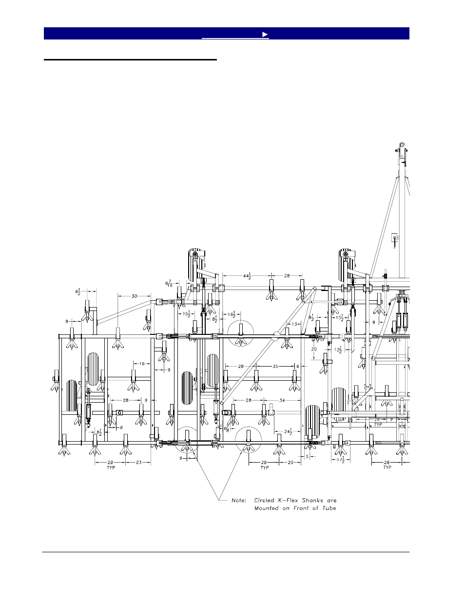 7553 shank layout, floating hitch | Great Plains 7560 Series VII Field Cultivator-Floating Hitch Operator Manual User Manual | Page 48 / 62