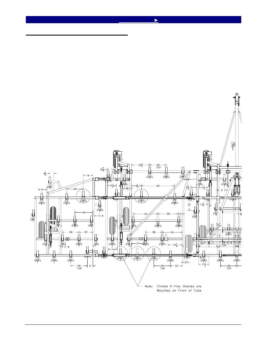 7558 shank layout, floating hitch | Great Plains 7560 Series VII Field Cultivator-Floating Hitch Operator Manual User Manual | Page 52 / 62