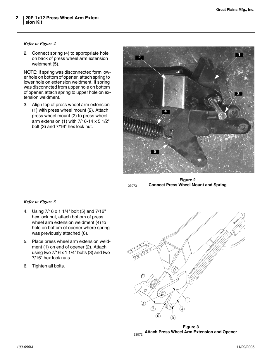 Great Plains 20P 1x12 Press Wheel Arm Extension Kit User Manual | Page 2 / 3