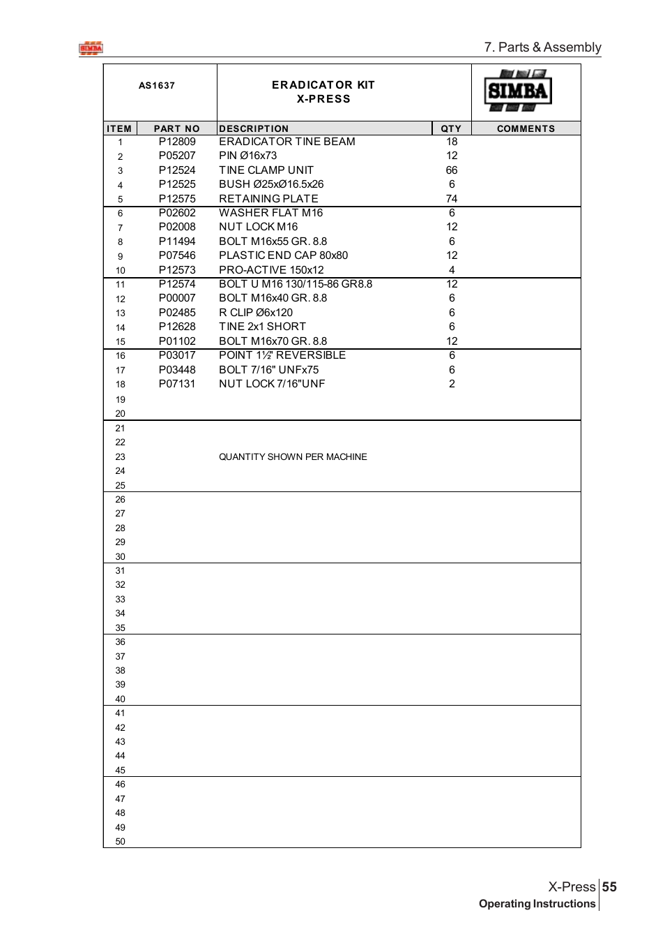 55 x-press, Parts & assembly | Great Plains AS2050 Assembly Instructions User Manual | Page 17 / 66