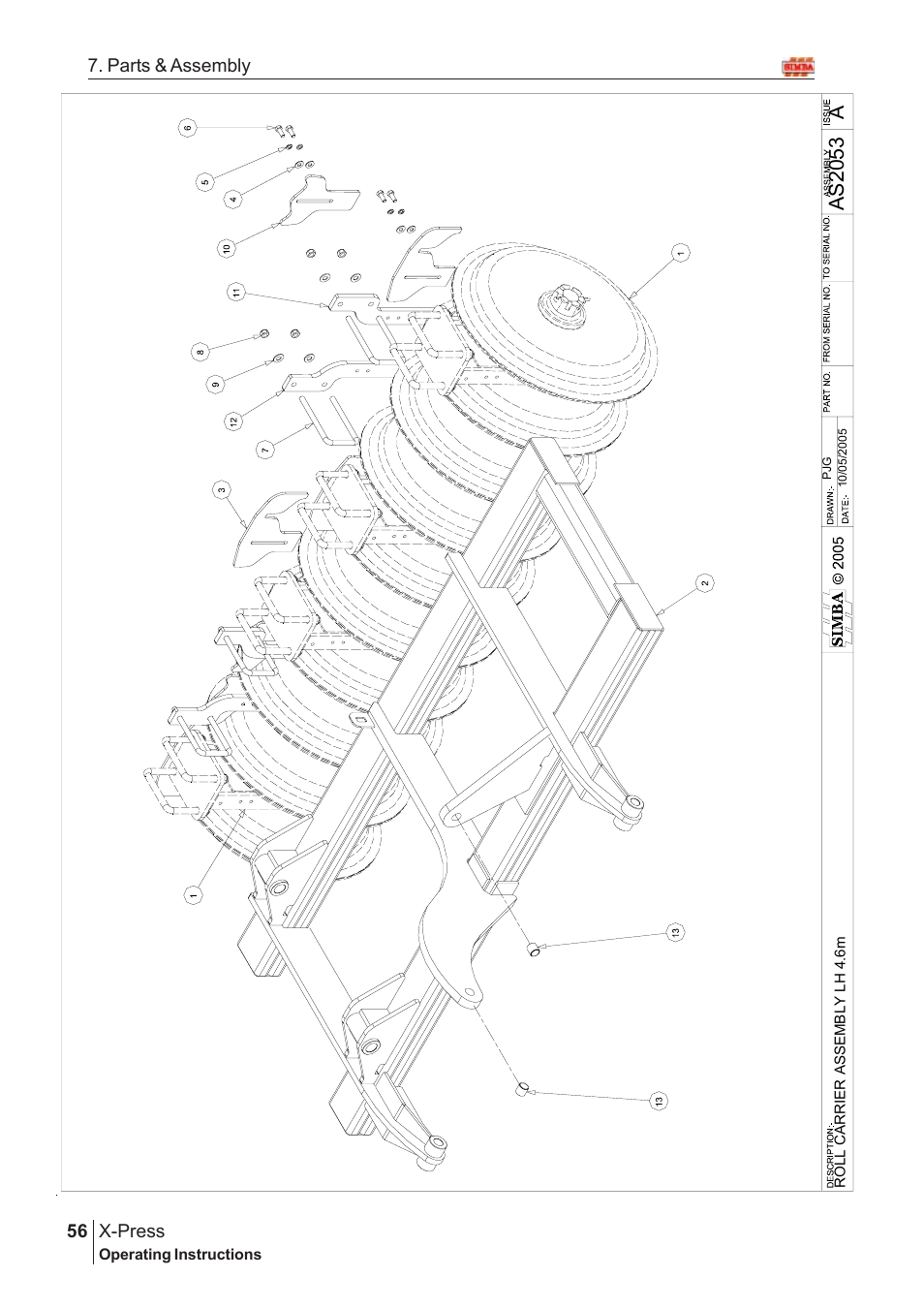 Aas20 53, X-press, 56 7. parts & assembly | Great Plains AS2050 Assembly Instructions User Manual | Page 18 / 66