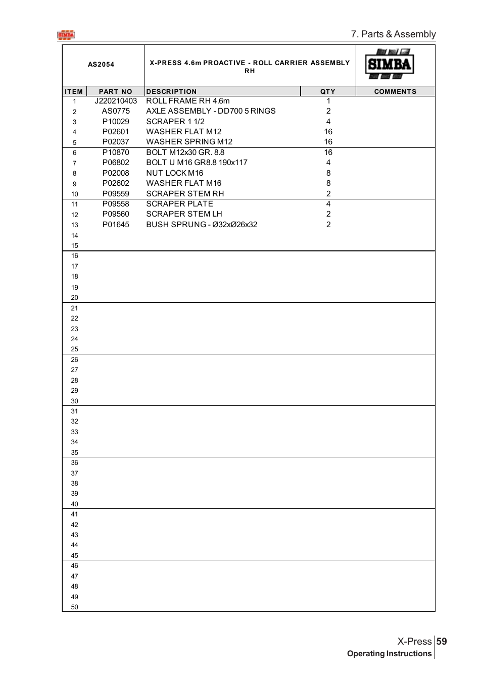 59 x-press, Parts & assembly | Great Plains AS2050 Assembly Instructions User Manual | Page 21 / 66