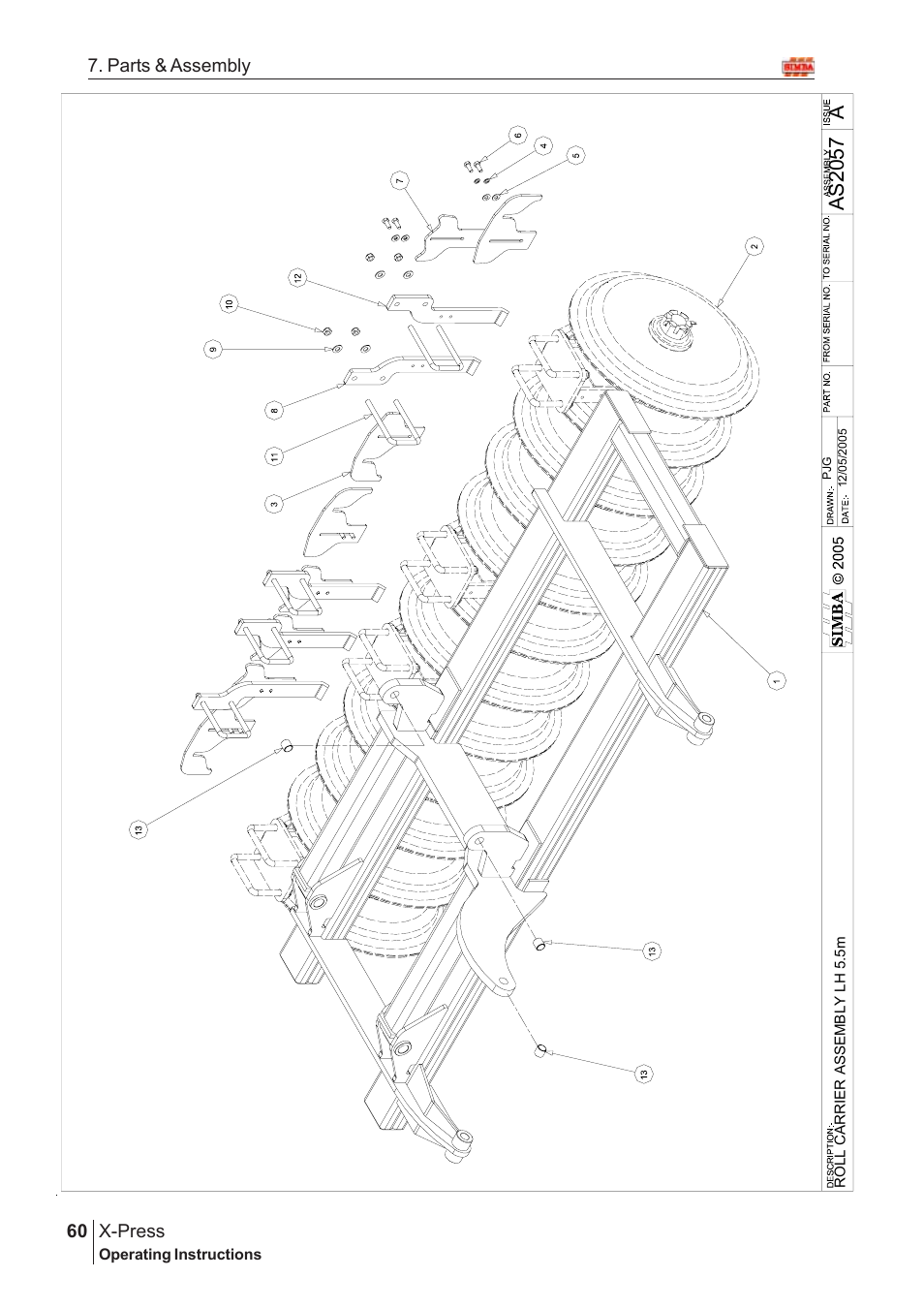 Aas20 57, X-press, 60 7. parts & assembly | Great Plains AS2050 Assembly Instructions User Manual | Page 22 / 66