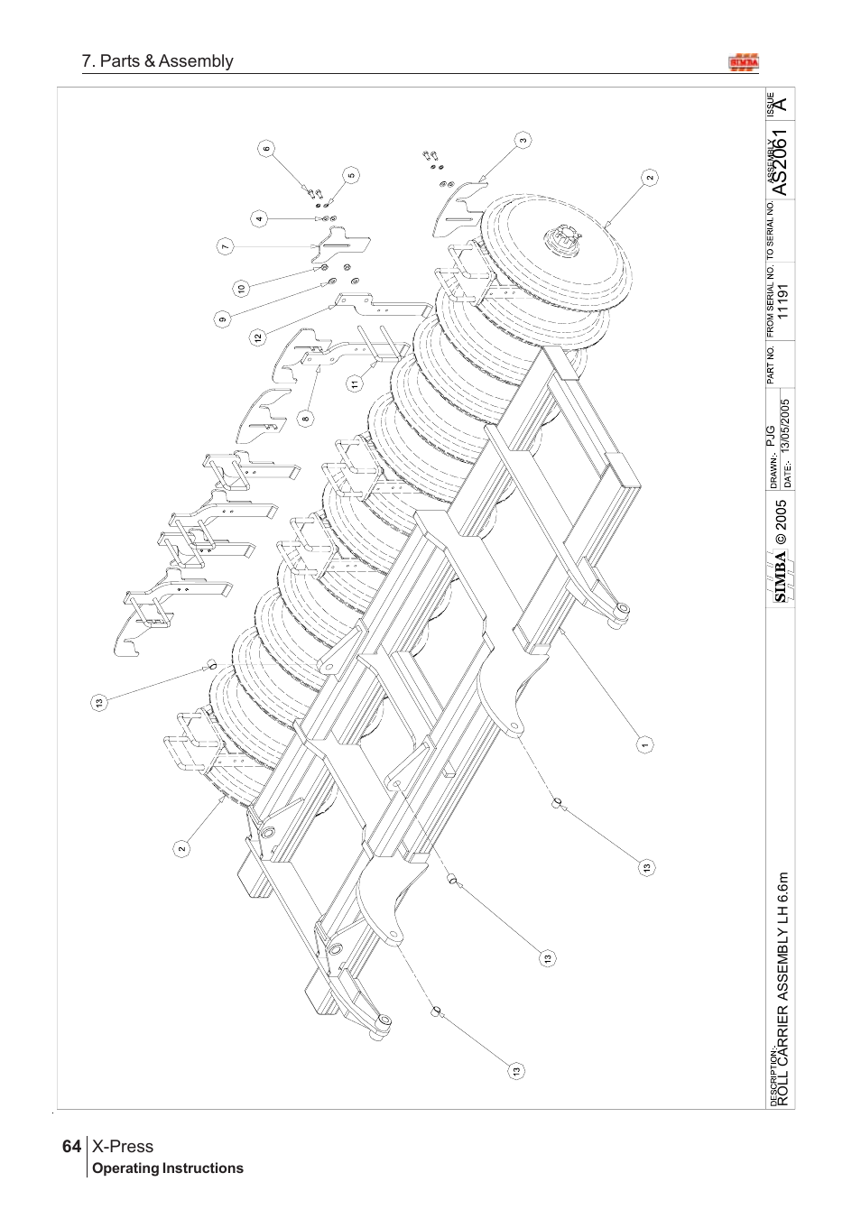 Aas20 61, X-press, 64 7. parts & assembly | Great Plains AS2050 Assembly Instructions User Manual | Page 26 / 66